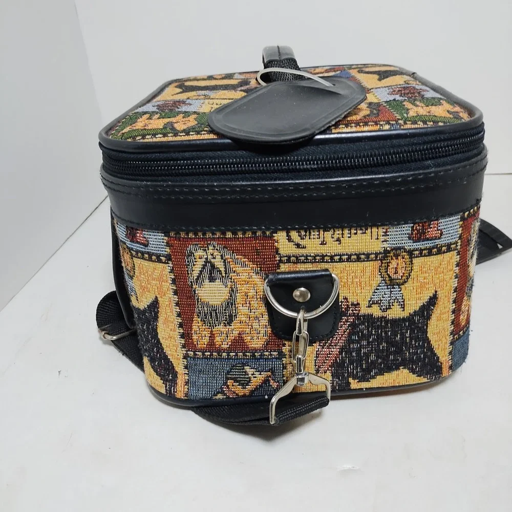 Vintage Tapestry Faithful Companion Toiletry‎ Makeup Bag Case With Lock & 2 Keys